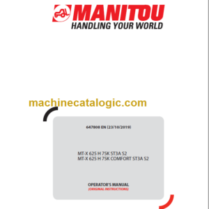 Manitou MT-X 625 H 75K ST3A S2 OPERATOR'S MANUAL