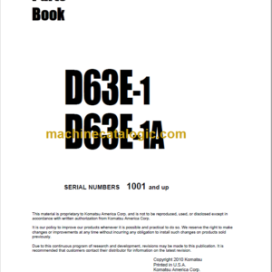 Komatsu D63E-1 D63E-1A Parts Book