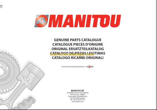 Manitou MT 1840 EP Priviledge Genuine Parts Catalogue