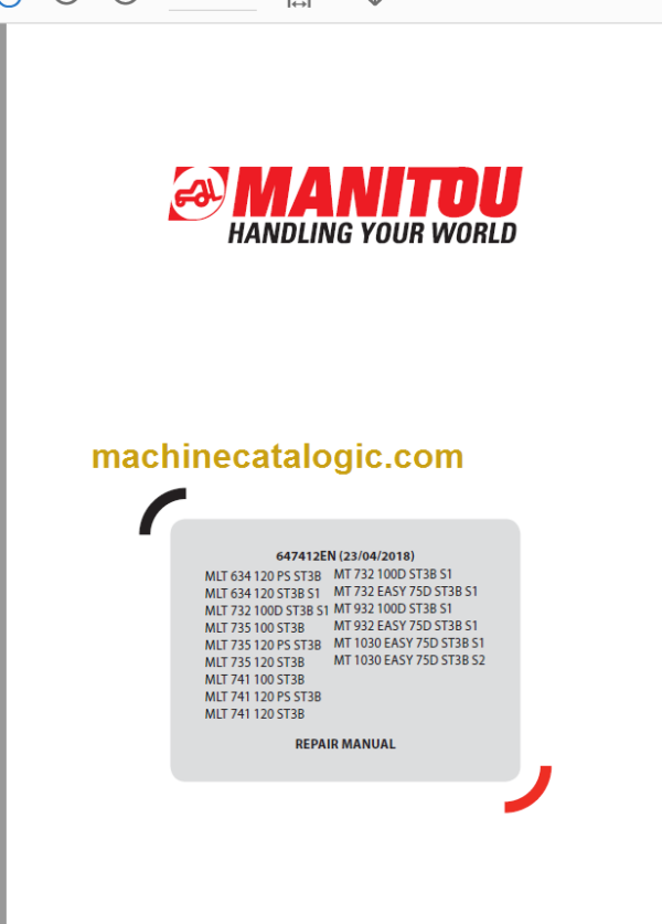 Manitou MT 932 ST3B Repair Manual