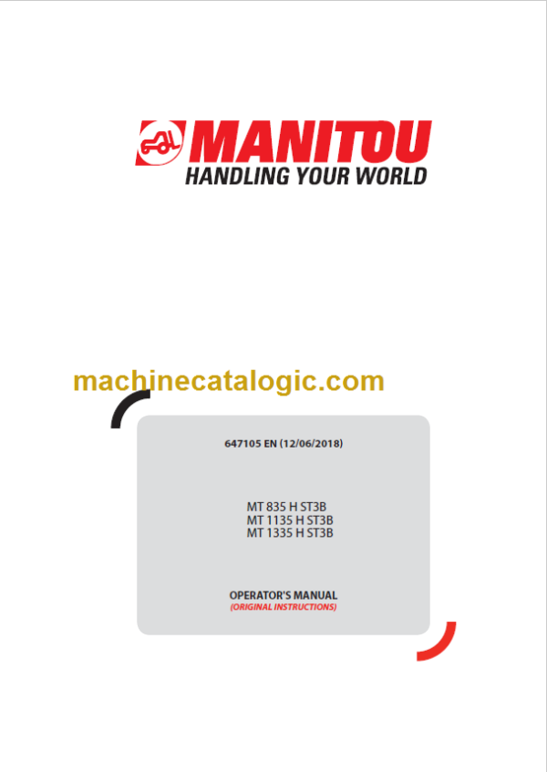 Manitou MT 1335 H ST3B OPERATOR'S MANUAL