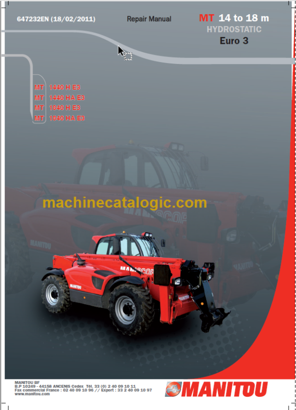 Manitou MT 1440 H-HA E3 Repair Manual