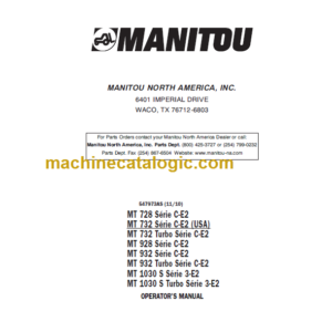 Manitou MT 728 SC-E2 OPERATOR'S MANUAL