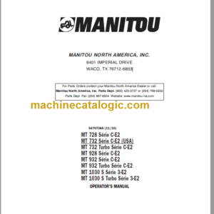 Manitou MT 928 SC-E2 OPERATOR'S MANUAL