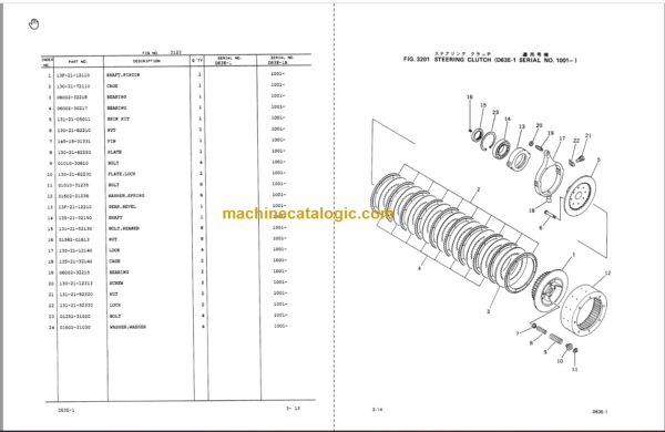 Komatsu D63E-1 D63E-1A Parts Book