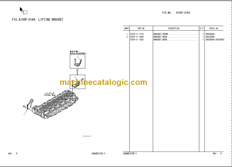 Komatsu PC200-8N1 Engine Parts Book