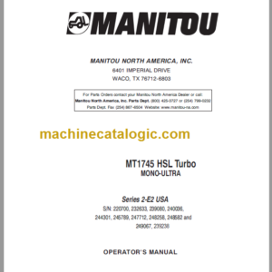 Manitou MT 1745 HSL E2 USA OPERATOR'S MANUAL