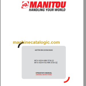 Manitou MT-X 420 H ST3A S2 OPERATOR'S MANUAL