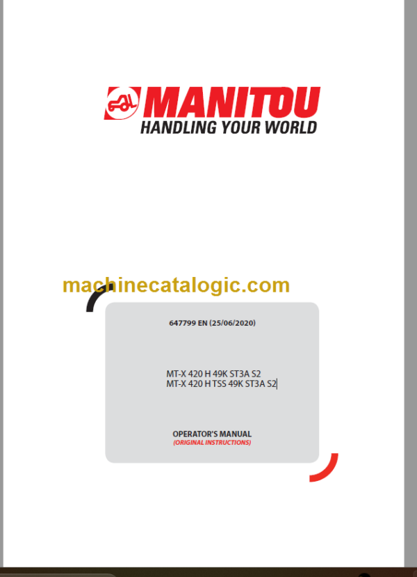 Manitou MT-X 420 H ST3A S2 OPERATOR'S MANUAL