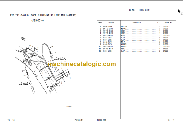 Komatsu PC200-8N1 Engine Parts Book