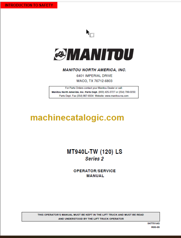 Manitou MT 940L-TW LS Series 2 Service Manual