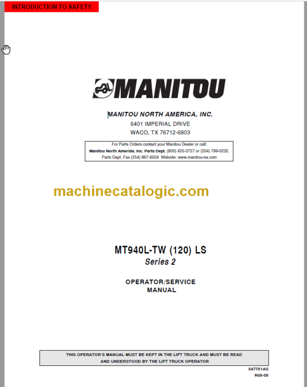 Manitou MT 940L-TW LS Series 2 Service Manual