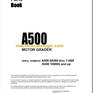 Komatsu A500 Motor Grader Parts Book