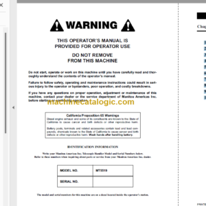 Manitou MT 5519 Operator Service Manual