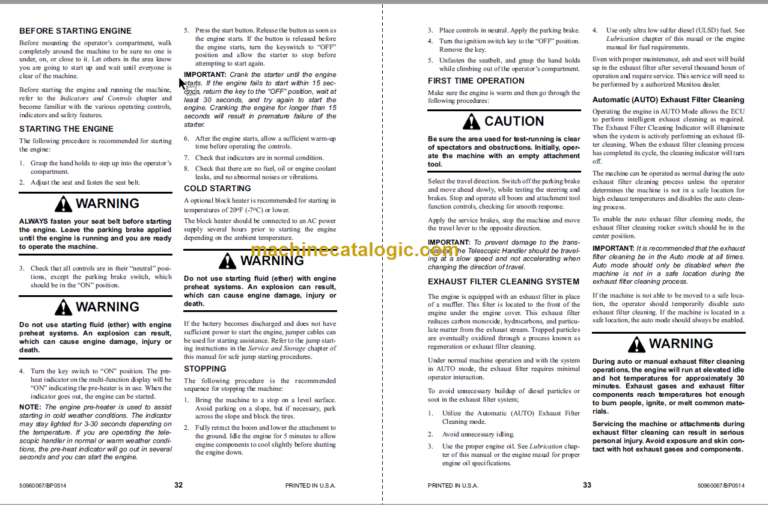 Manitou MT 5519 Operator Service Manual