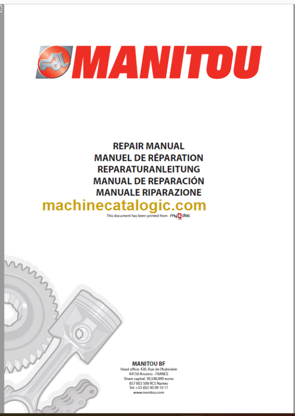 Manitou MT-X 1235ST 1440SLT 1740SLT Repair Manual