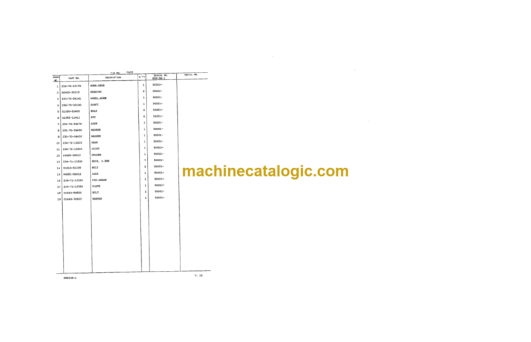 Komatsu GD615A-1 Motor Grader Parts Catalog