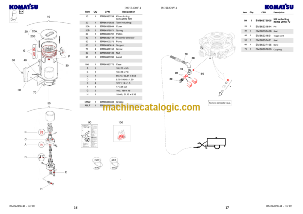 Komatsu JMHB370V-1 Hydraulic Breaker Parts Book