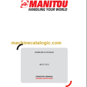 Manitou MT-X 733 S OPERATOR'S MANUAL