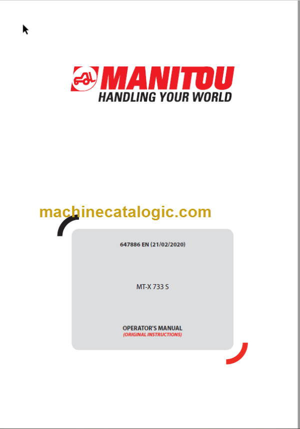 Manitou MT-X 733 S OPERATOR'S MANUAL