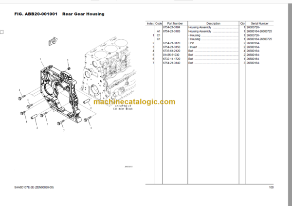 Komatsu PC200-10 Parts Book