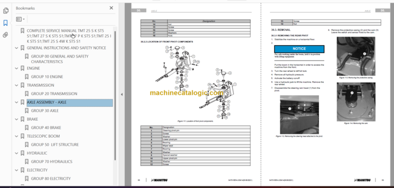 Manitou TMT 25SK TMT27 Repair Manual 647915EN