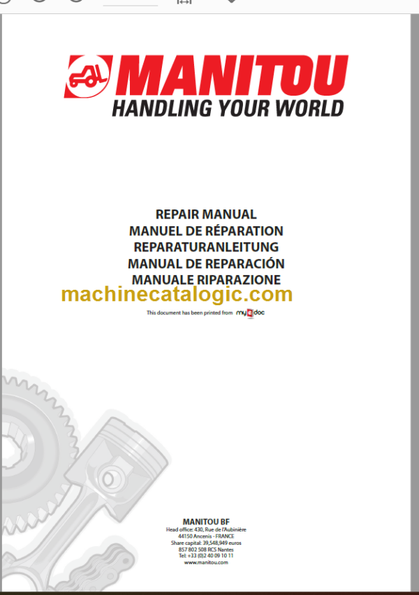 Manitou MT-X 1235 S T S3-E3 Repair Manual PO