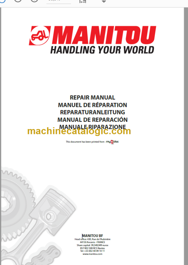 Manitou MT-X 1740 SL T S3 -E3 Repair Manual PO