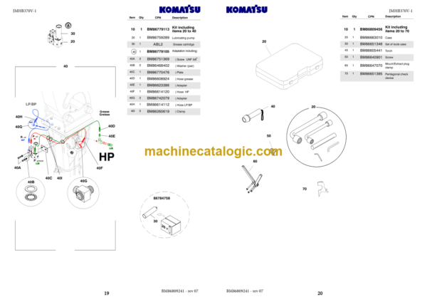 Komatsu JMHB370V-1 Hydraulic Breaker Parts Book