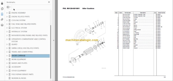 Komatsu PC70-8 Hydraulic Excavator Parts Book C10001 And Up