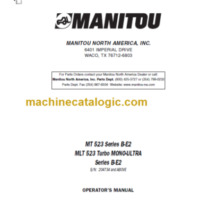 Manitou MT 523 Series B-E2 OPERATOR'S MANUAL