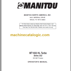 Manitou MT 1033 HL Turbo Series 2-E2 OPERATOR'S MANUAL