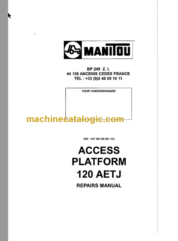 Manitou 120 AETJ Repair Manual