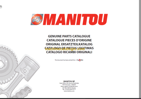 Manitou MT 1235 S TURBO S3 E3 Genuine Parts Catalogue