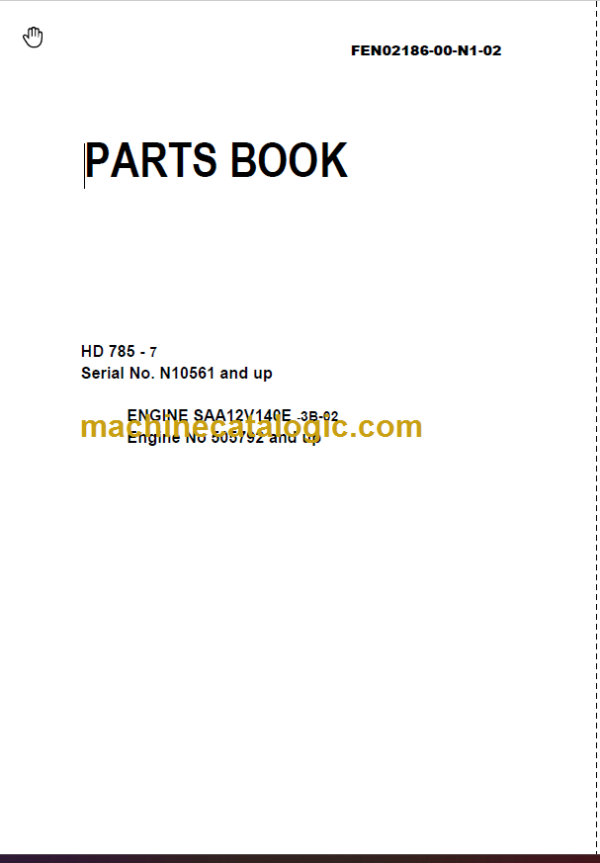 Komatsu HD75-7 Engine Parts Book