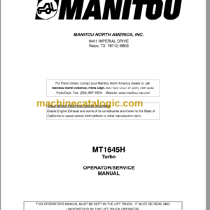 Manitou MT 1645H OPERATOR Service Manual