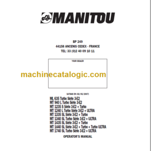 Manitou ML 635 OPERATOR'S MANUAL