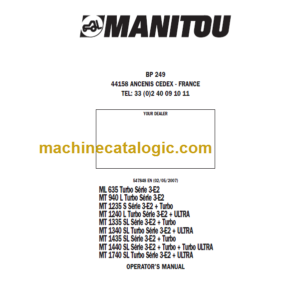 Manitou MT 940 L OPERATOR'S MANUAL