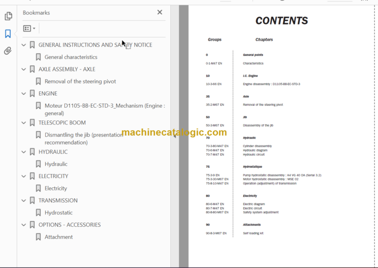 Manitou TMT 315 REPAIR MANUAL