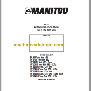 Manitou MT 1335 SL OPERATOR'S MANUAL