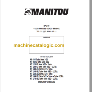 Manitou MT 1340 SL OPERATOR'S MANUAL