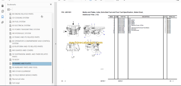 Komatsu HD75-7 Engine Parts Book