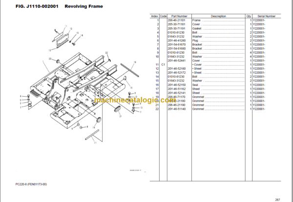 Komatsu PC220-8 Hydraulic Excavator Parts Book