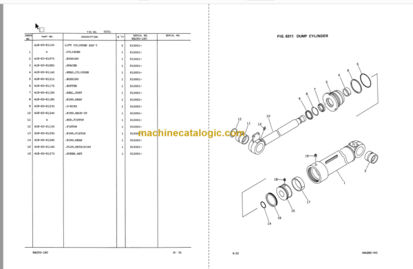 Komatsu WA250-1 Wheel Loader Parts Book