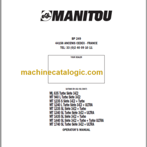 Manitou MT 1740 SL OPERATOR'S MANUAL