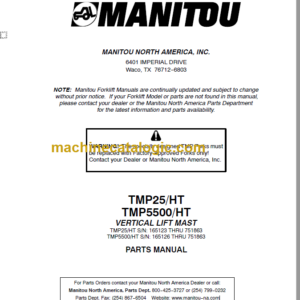 Manitou TMP 25HT TPM 5500HT PARTS MANUAL