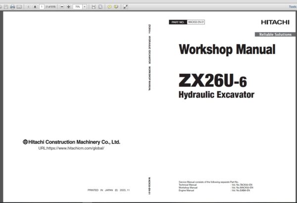 Hitachi Mini EXCAVATOR Parts Catalog and Service Manual 2024