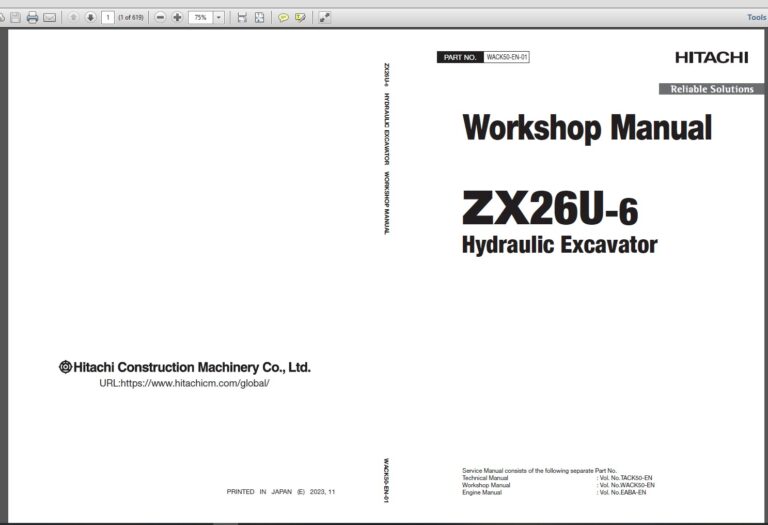 Hitachi Mini EXCAVATOR Parts Catalog and Service Manual 2024