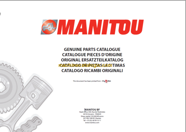 Manitou MT 1840 HA PRIVILEGE Genuine Parts Catalogue