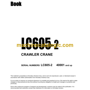 Komatsu LC605-2 Crawler Crane Parts Catalog